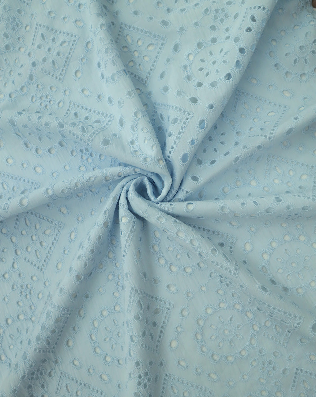 BLUE SHADE COTTON SCHIFFLY EMBROIDERY FABRIC