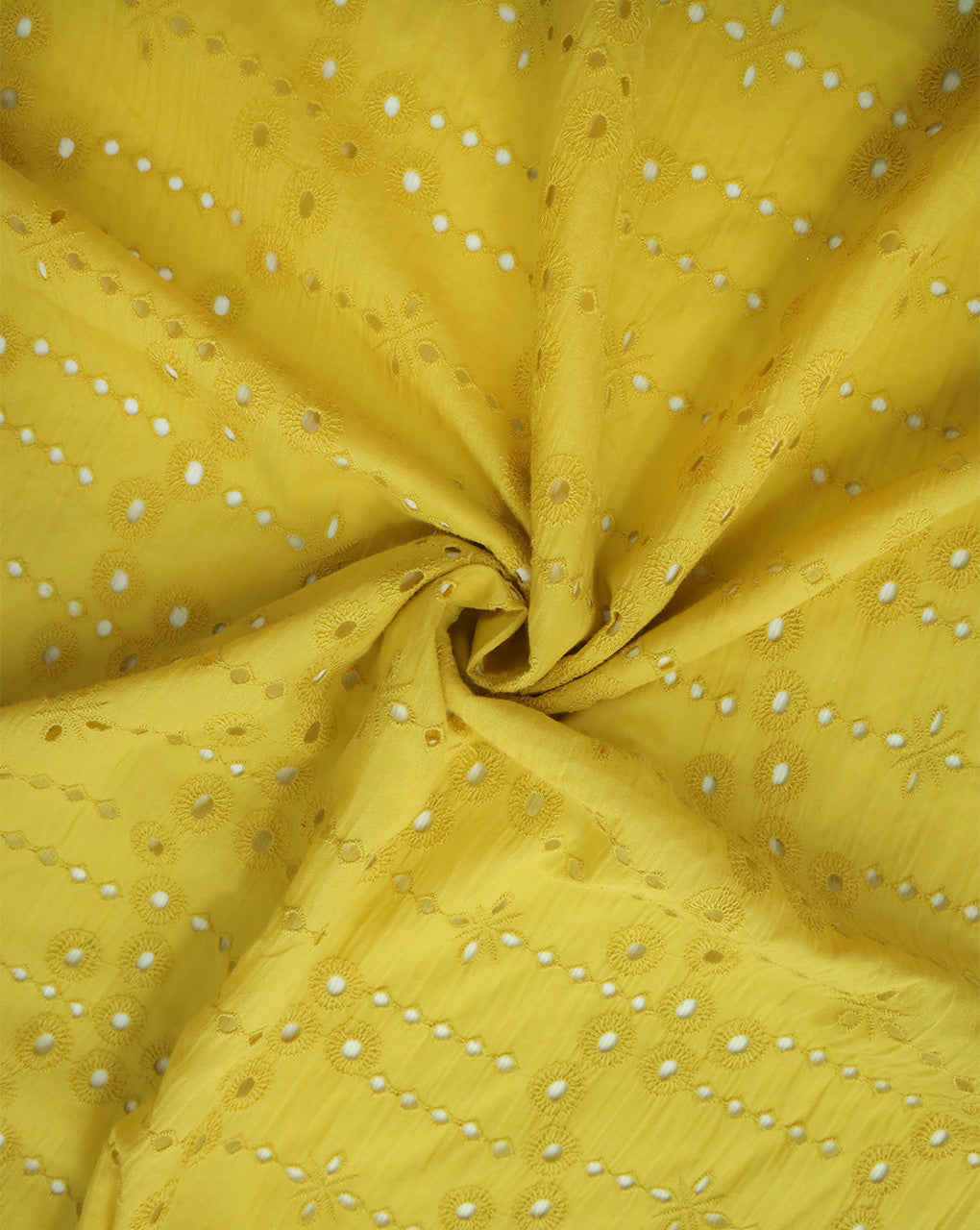 YELLOW SHADE COTTON SCHIFFLY EMBROIDERY FABRIC