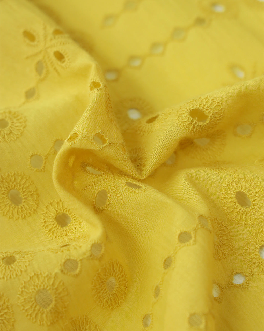 YELLOW SHADE COTTON SCHIFFLY EMBROIDERY FABRIC