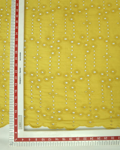 YELLOW SHADE COTTON SCHIFFLY EMBROIDERY FABRIC