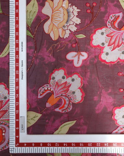 MULTICOLOR POLYESTER ORGANZA EMBROIDERY PRINTED FABRIC