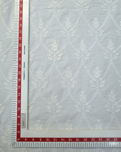 WHITE COTTON VOILE EMBROIDERY FABRIC