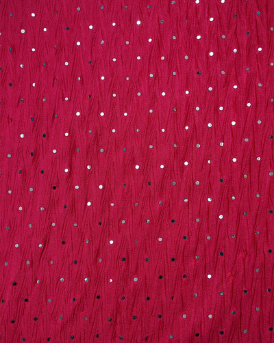 DARK RED POLYESTER CREPE SEQUINS FABRIC