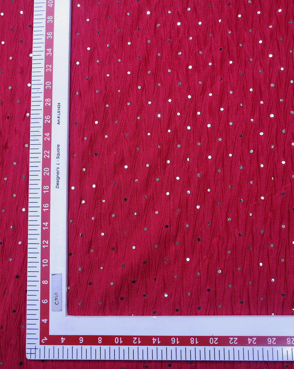 DARK RED POLYESTER CREPE SEQUINS FABRIC