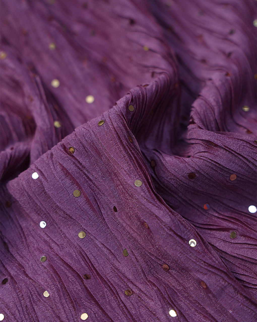 DARK PURPLE POLYESTER CREPE SEQUINS FABRIC