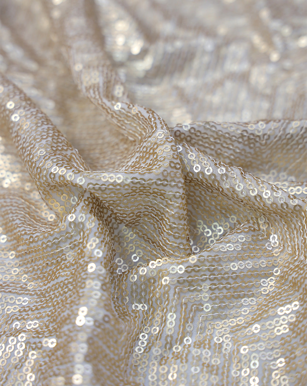 GOLDEN VISCOSE GEORGETTE SEQUINS EMBROIDERY FABRIC