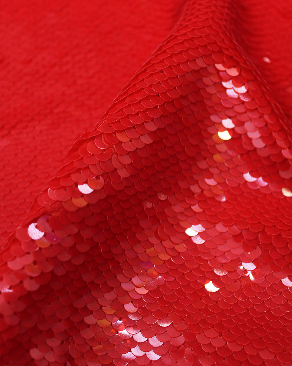 Red Polyester Georgette Sequin Fabric