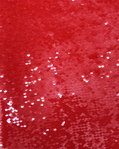 Red Polyester Georgette Sequin Fabric