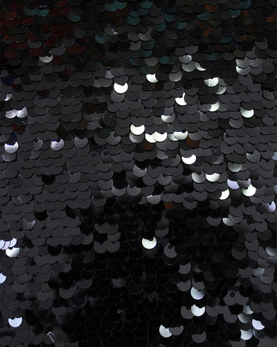 Black Polyester Knitted Sequins Fabric