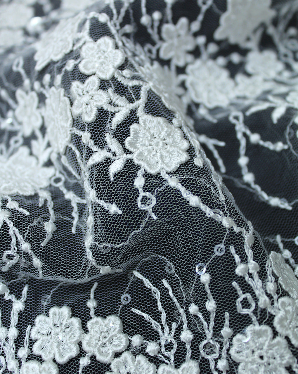 POLYESTER NET SEQUINES EMBROIDERY FABRIC