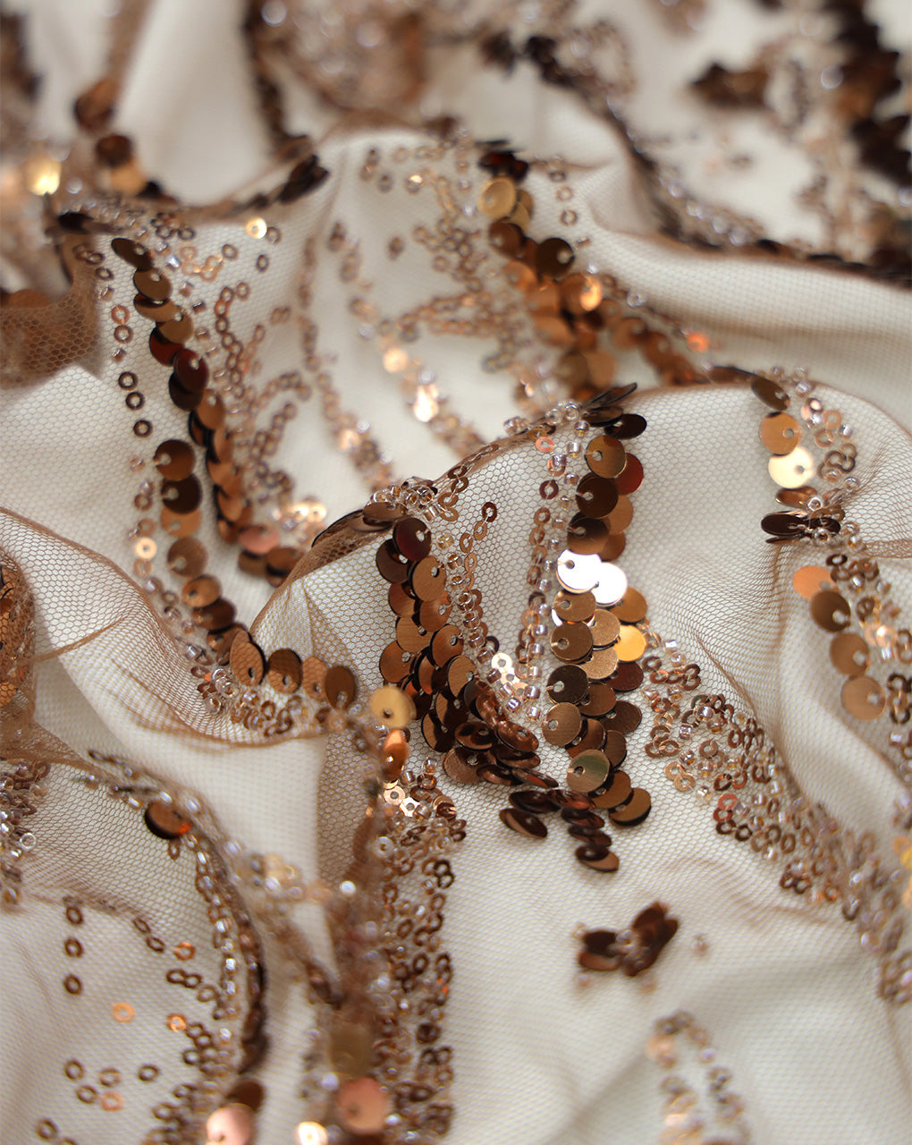 SEQUINS EMBROIDERY NET FABRIC