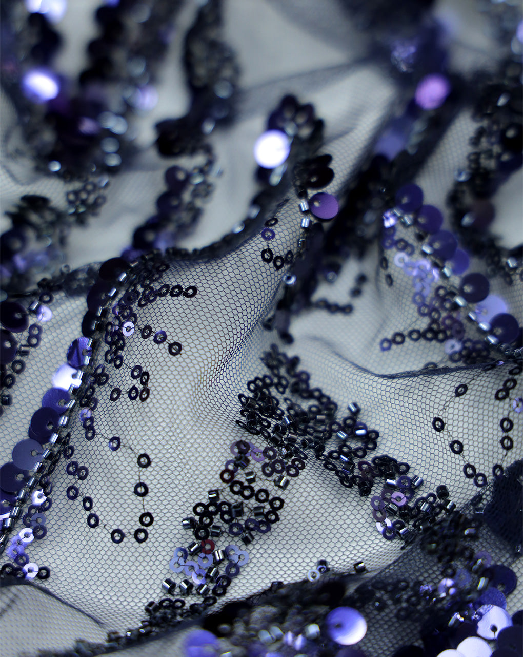 SEQUINS EMBROIDERY NET FABRIC