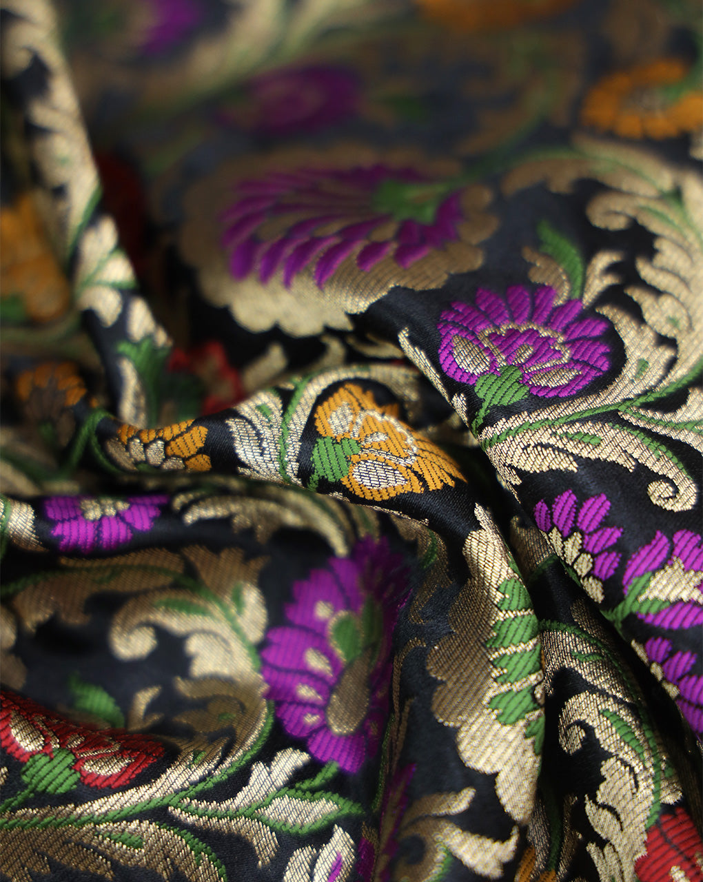 Multicolor Kinkhab/Kimkhab Brocade Banarasi Fabric