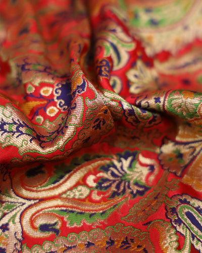 Multicolor Kinkhab/Kimkhab Brocade Banarasi Fabric