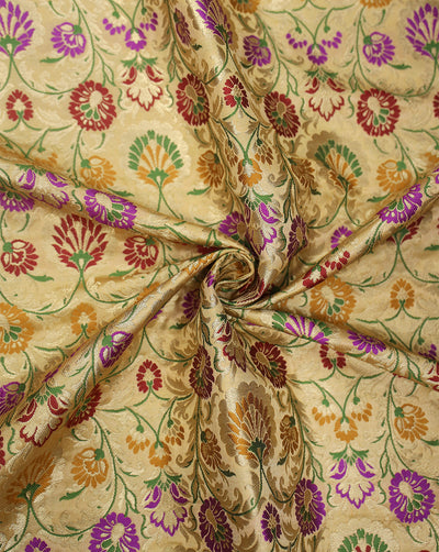 Multicolor Kinkhab/Kimkhab Brocade Banarasi Fabric