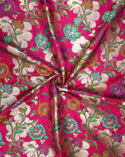 Multicolor Kinkhab/Kimkhab Brocade Banarasi Fabric