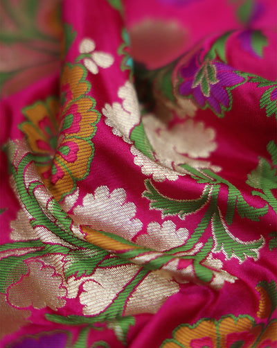 Multicolor Kinkhab/Kimkhab Brocade Banarasi Fabric