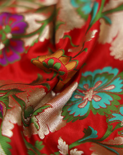 Multicolor Kinkhab/Kimkhab Brocade Banarasi Fabric