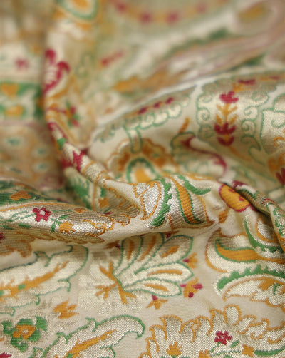 Multicolor Kinkhab/Kimkhab Brocade Banarasi Fabric