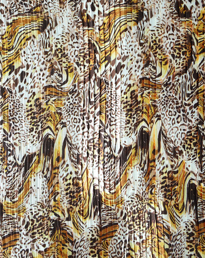 MULTICOLOR ANIMAL DESIGN POLYESTER PLEATED FABRIC