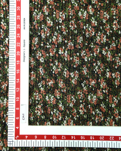 MULTICOLOR SMALL FLOWERS POLYESTER PLEATED FABRIC