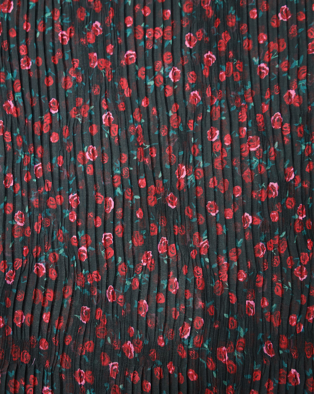 MULTICOLOR SMALL FLOWERS POLYESTER PLEATED FABRIC