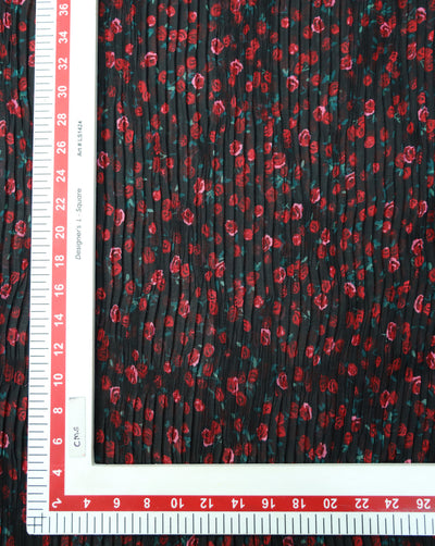 MULTICOLOR SMALL FLOWERS POLYESTER PLEATED FABRIC