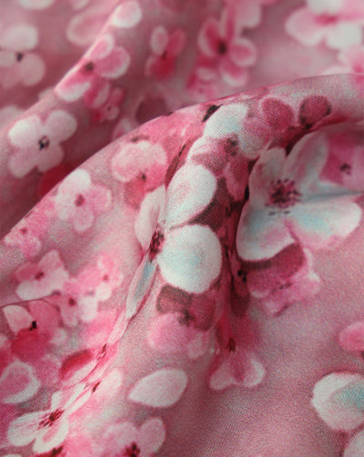 FLORAL DESIGN POLYESTER SATIN PRINTED FABRIC