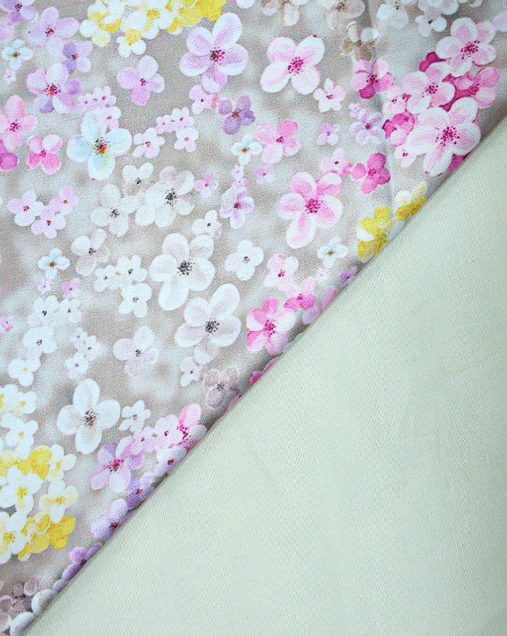 FLORAL DESIGN POLYESTER SATIN PRINTED FABRIC