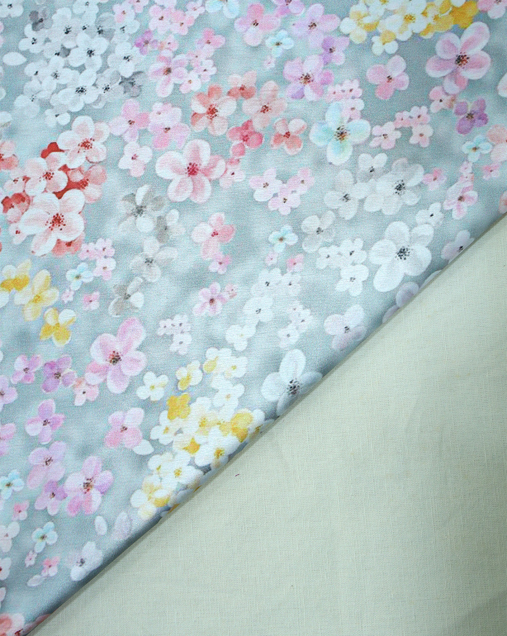 FLORAL DESIGN POLYESTER SATIN PRINTED FABRIC