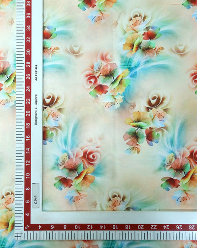 FLORAL DESIGN POLYESTER SATIN PRINTED FABRIC