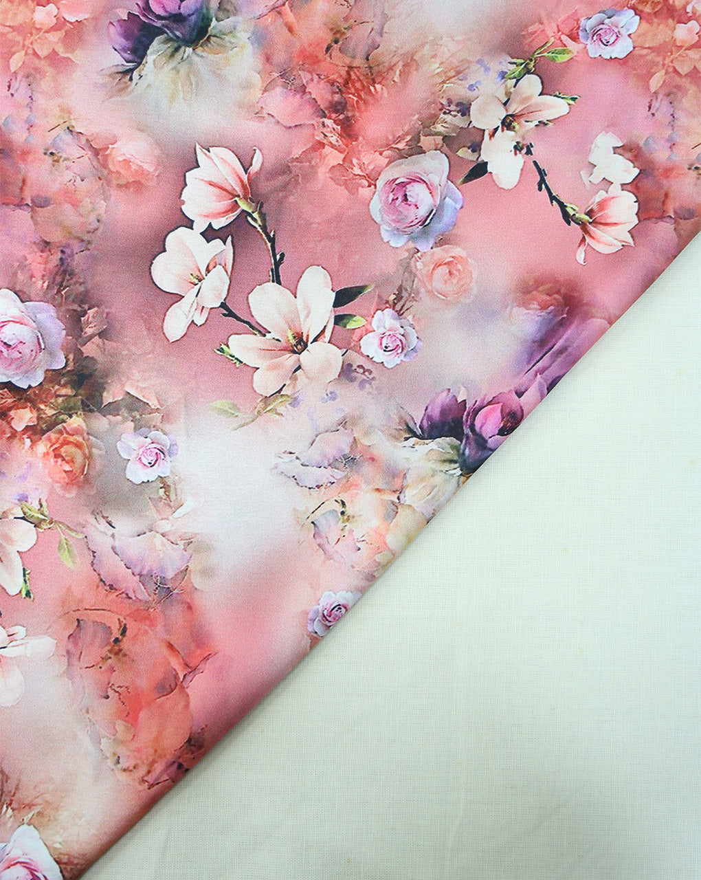 FLORAL DESIGN POLYESTER SATIN PRINTED FABRIC