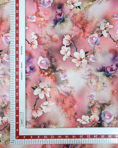 FLORAL DESIGN POLYESTER SATIN PRINTED FABRIC