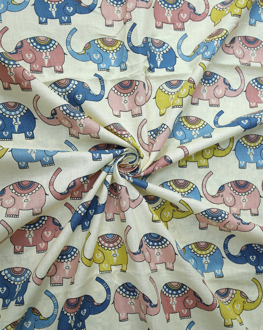 MULTICOLOR ELEPHENT DESIGN COTTON PRINTED FABRIC