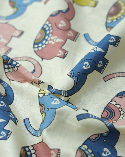 MULTICOLOR ELEPHENT DESIGN COTTON PRINTED FABRIC