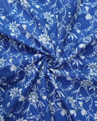 NAVY BLUE FLORAL DESIGN COTTON PRINTED FABRIC