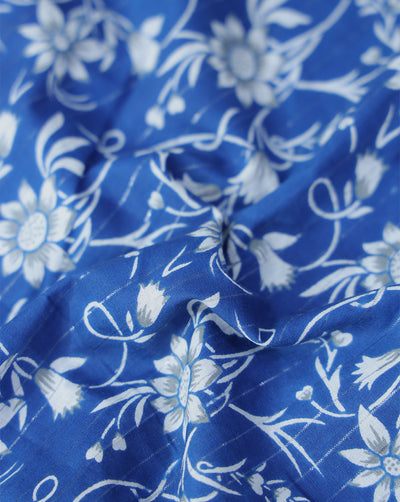 NAVY BLUE FLORAL DESIGN COTTON PRINTED FABRIC