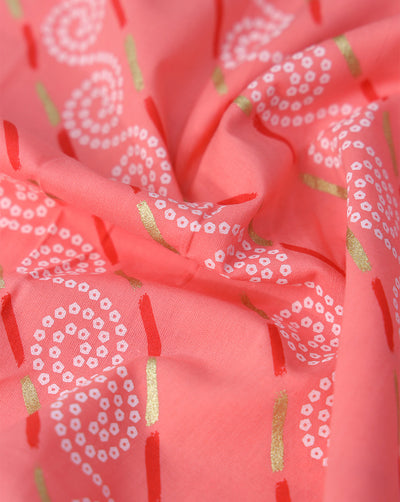 PINK ABSTRACT DESIGN COTTON PRINTED FABRIC