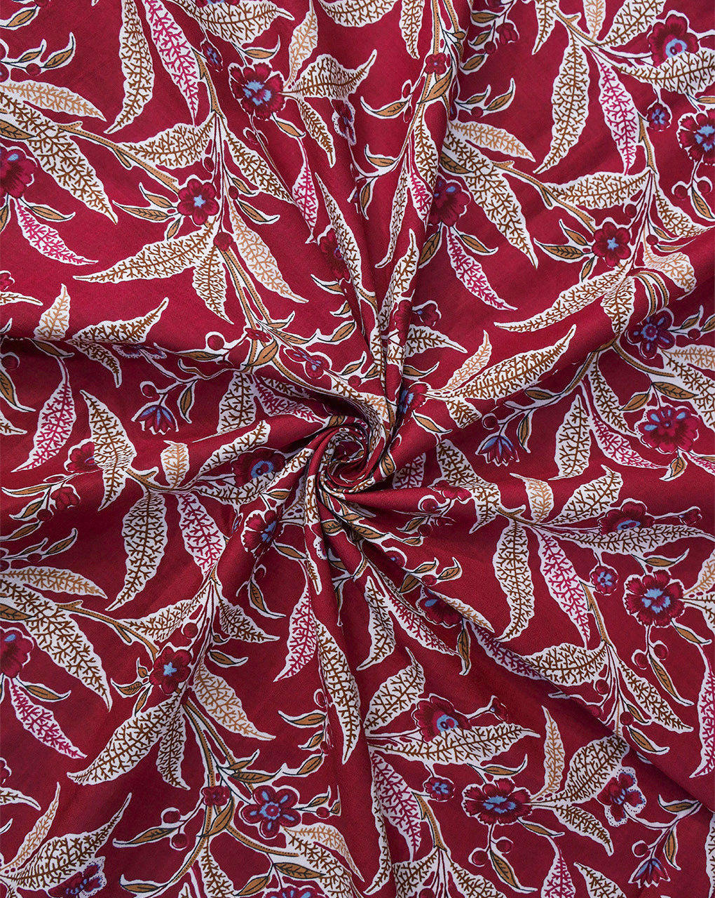 MULTICOLOR FLORAL AND LEAFS DESIGN COTTON PRINTED FABRIC