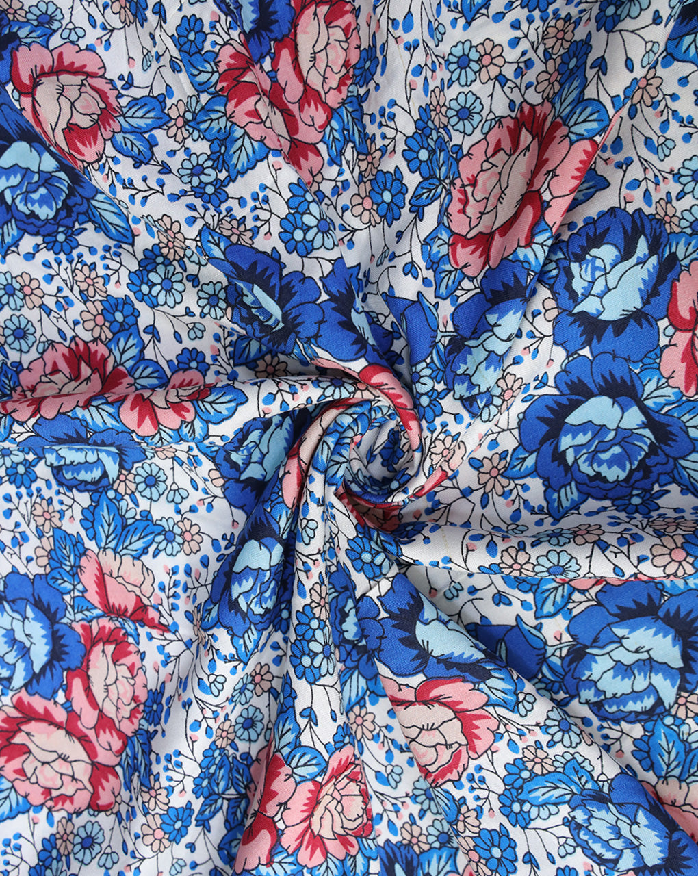 MULTICOLOR FLORAL DESIGN PRINTED RAYON FABRIC