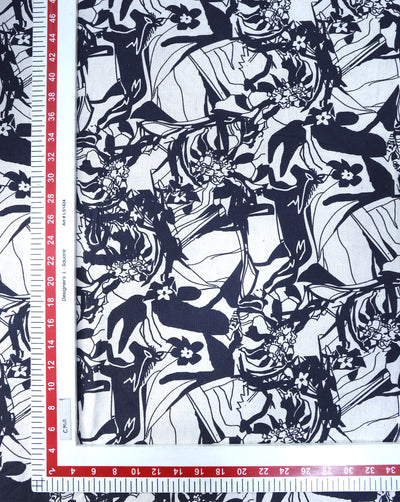 BLACK AND WHITE PRINTED RAYON FABRIC