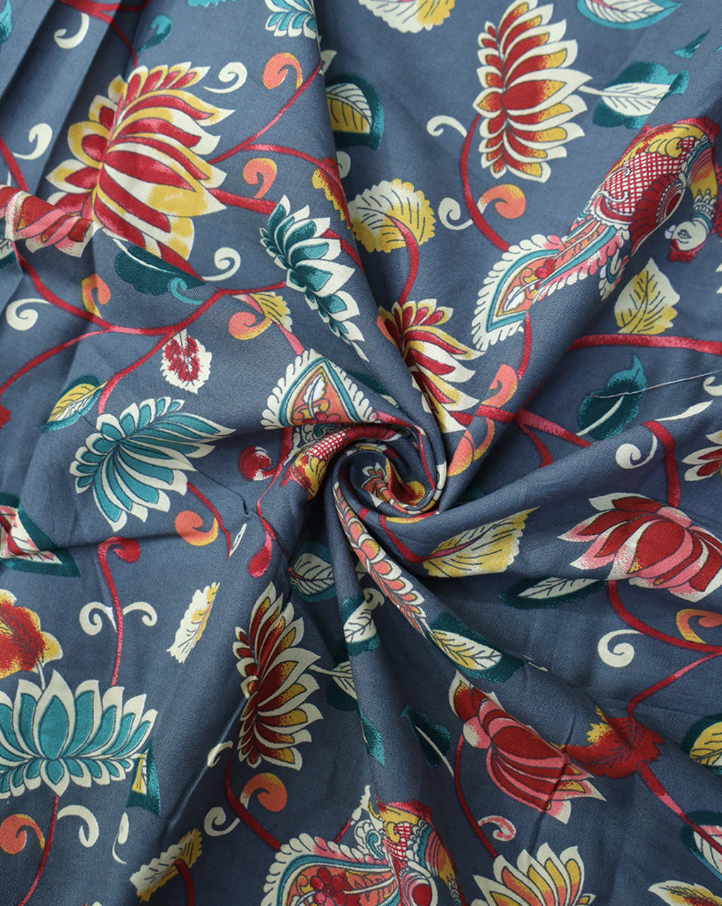 MULTICOLOR FLORAL DESIGN PRINTED RAYON FABRIC