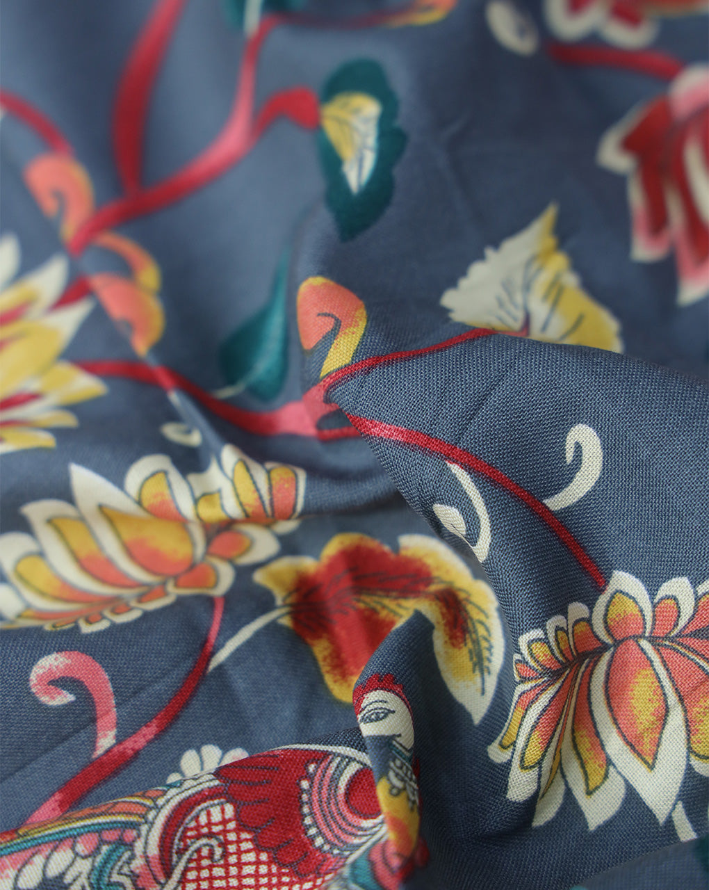 MULTICOLOR FLORAL DESIGN PRINTED RAYON FABRIC