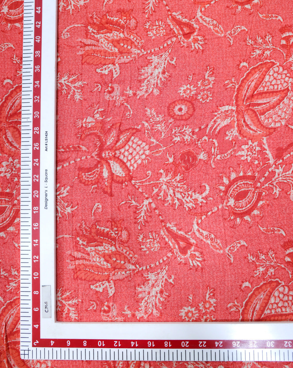 RED FLORAL DESIGN PRINTED RAYON FABRIC