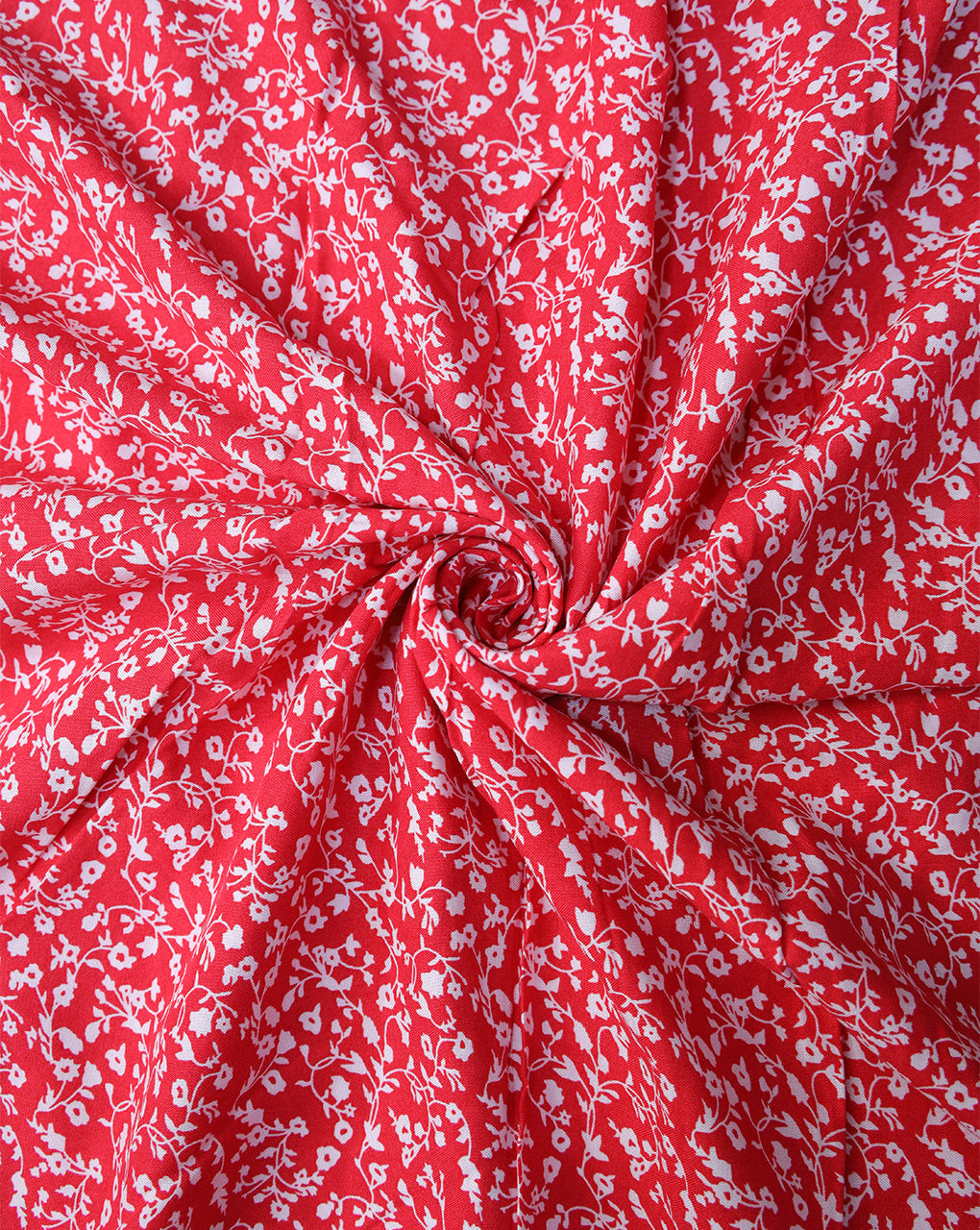 RED PRINTED RAYON FABRIC