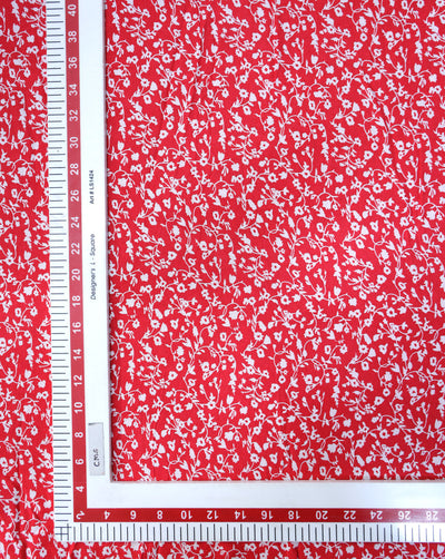 RED PRINTED RAYON FABRIC