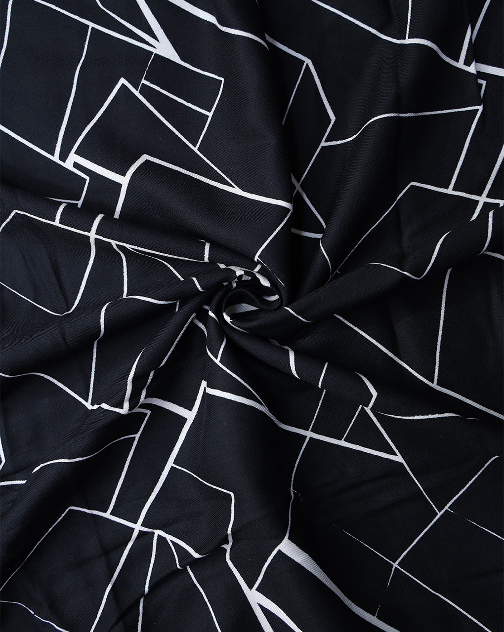 BLACK ABSTRACT DESIGN PRINTED RAYON FABRIC