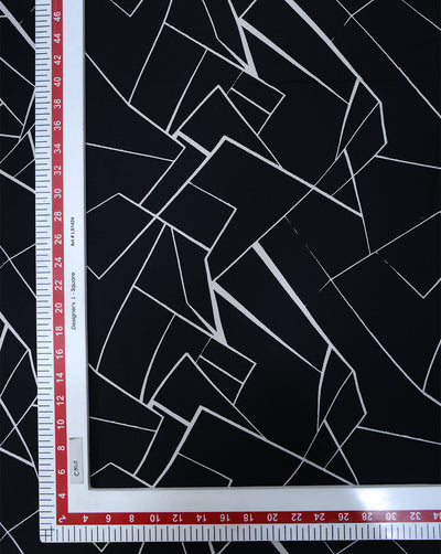 BLACK ABSTRACT DESIGN PRINTED RAYON FABRIC