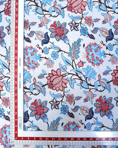 MULTICOLOR FLORAL DESIGN PRINTED RAYON FABRIC