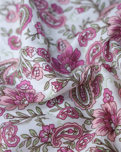 MULTICOLOR FLORAL DESIGN PRINTED RAYON FABRIC